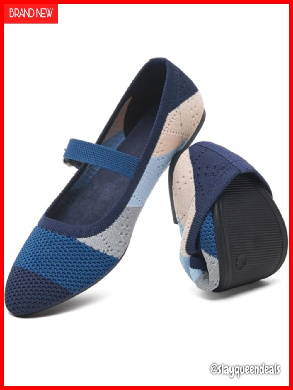 Mary Jane Ballet Flats Slip On Pointed Toe Adjustable Strap Mesh